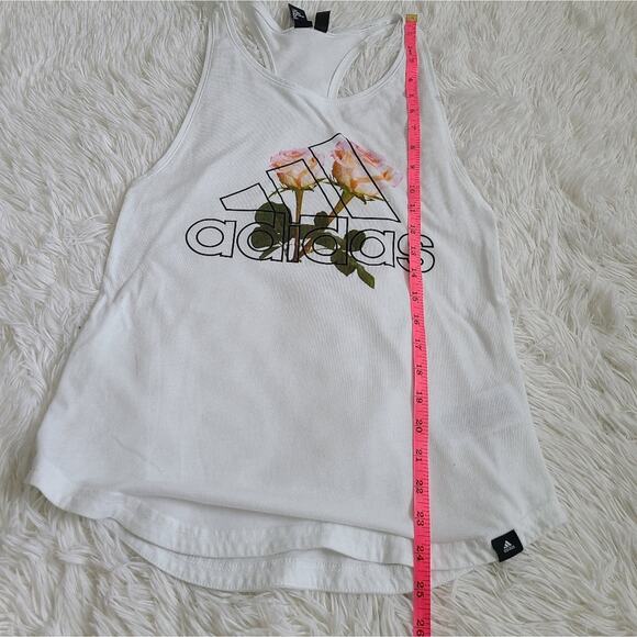 Adidas Floral Logo White Tank Top Size XS - Picture 10 of 13